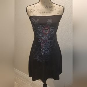 Pyramid Collection Strapless Tattoo Mini Dress
